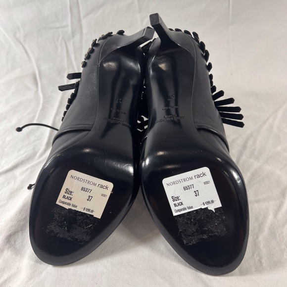 $1295 SAINT LAURENT Paris Studded Fringe Black Bootie 37 7US Made in Italy - Picture 10 of 12